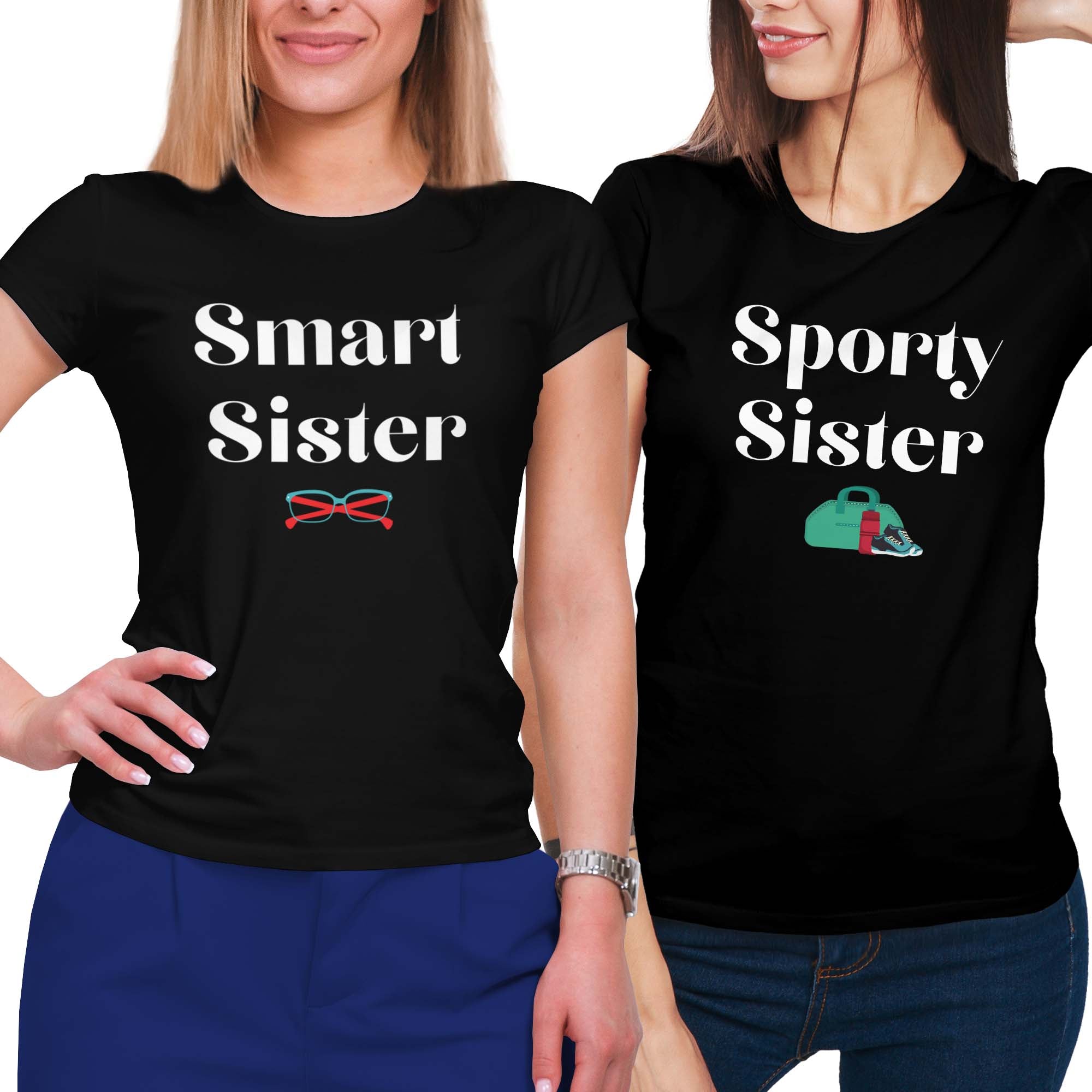 Smart Sister Sporty Sister Siblings Shirt Set
