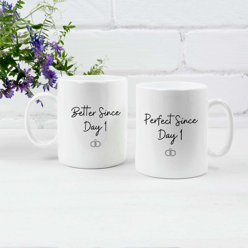 Perfect & Better Since Day 1 Funny Anniversary Mug Set