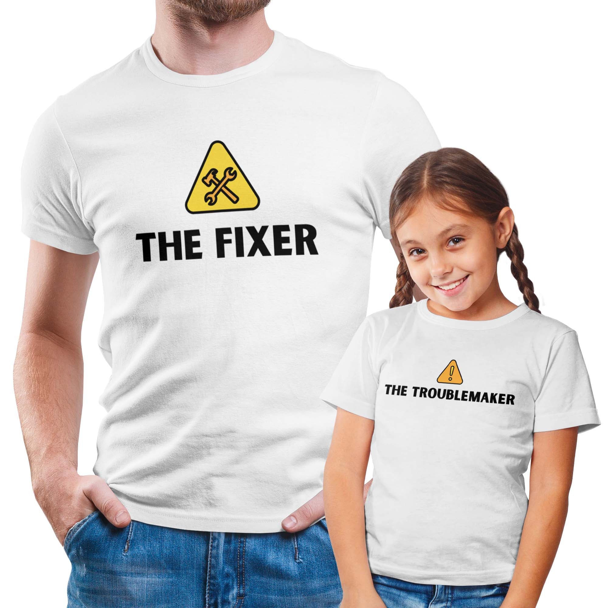 The Fixer and Troublemaker Daddy & Me Shirt Set Combo