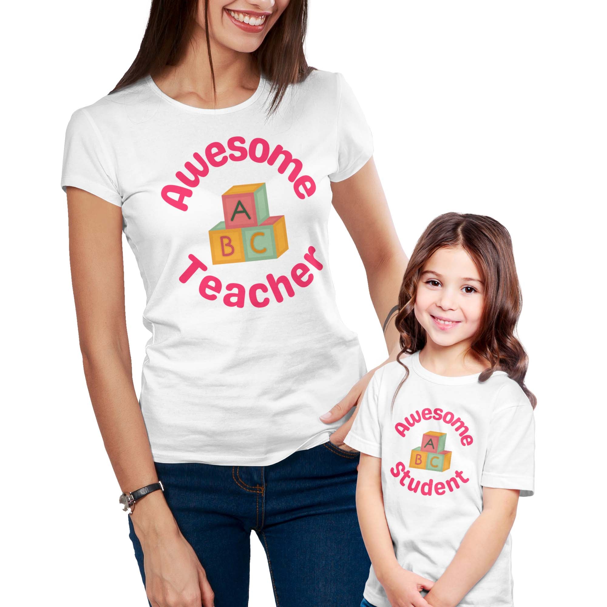 Awesome Student and Teacher Mommy & Me Shirt Set Combo