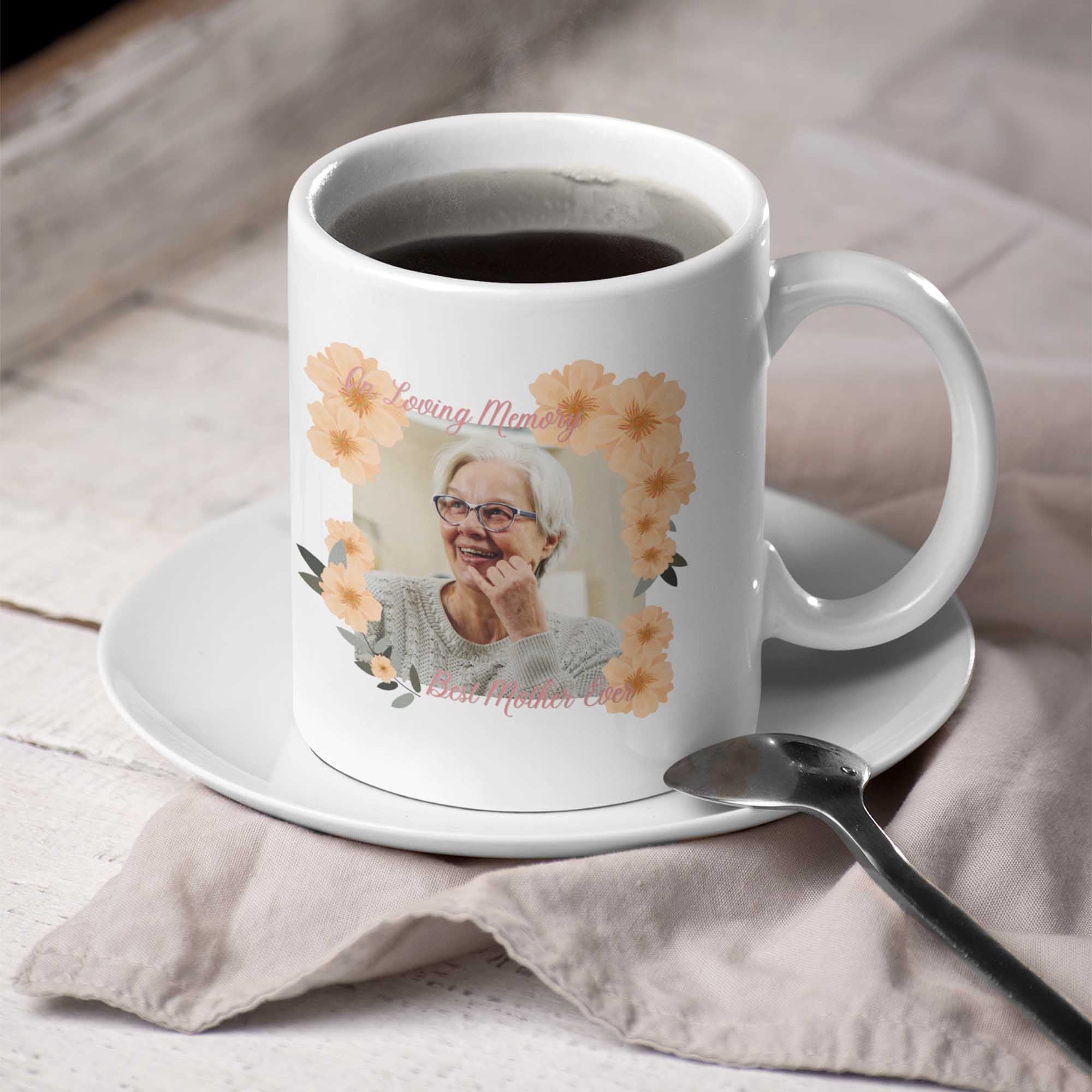 In Loving Memory Orange Flowers Grandma, Mom, Aunt, Sister Personalized Mug