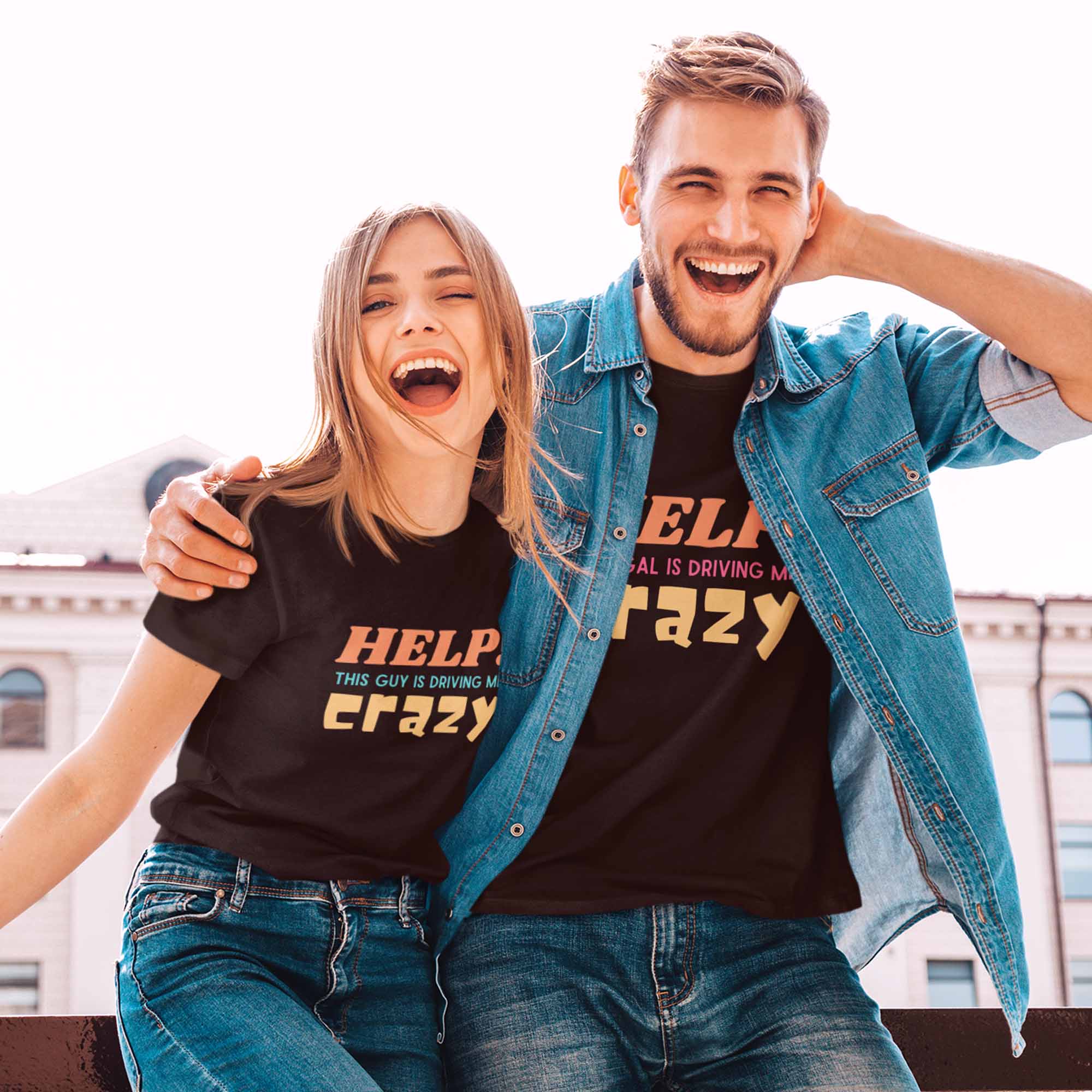 Help Driving Me Crazy Funny Couples T-Shirt Combo Set