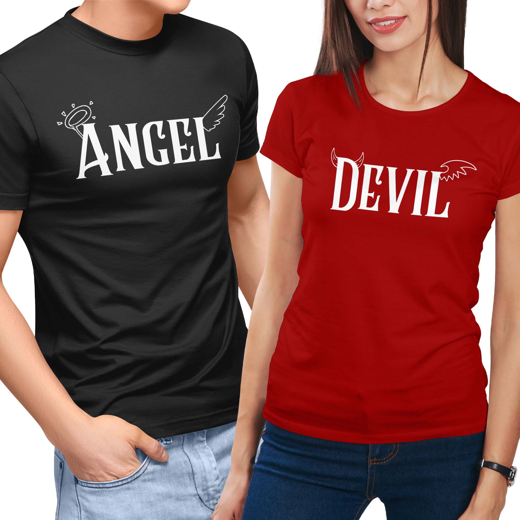 Devil ♀ & Angel ♂ Couple T-Shirt Set Combo
