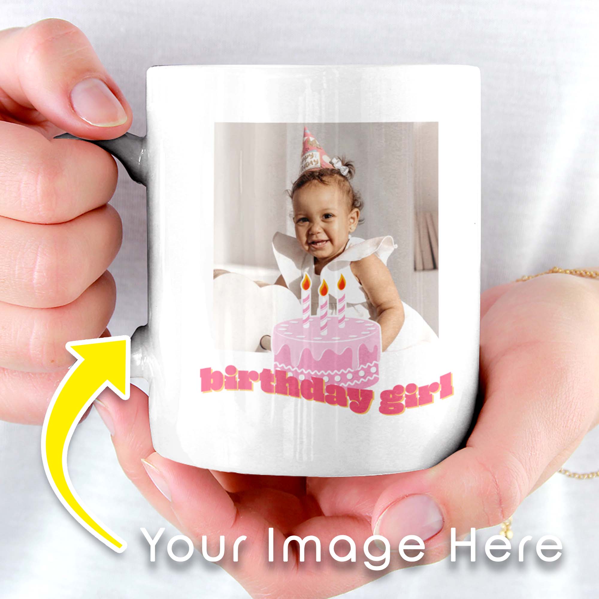 Birthday Girl Yummy Pink Cake Personalized Mug