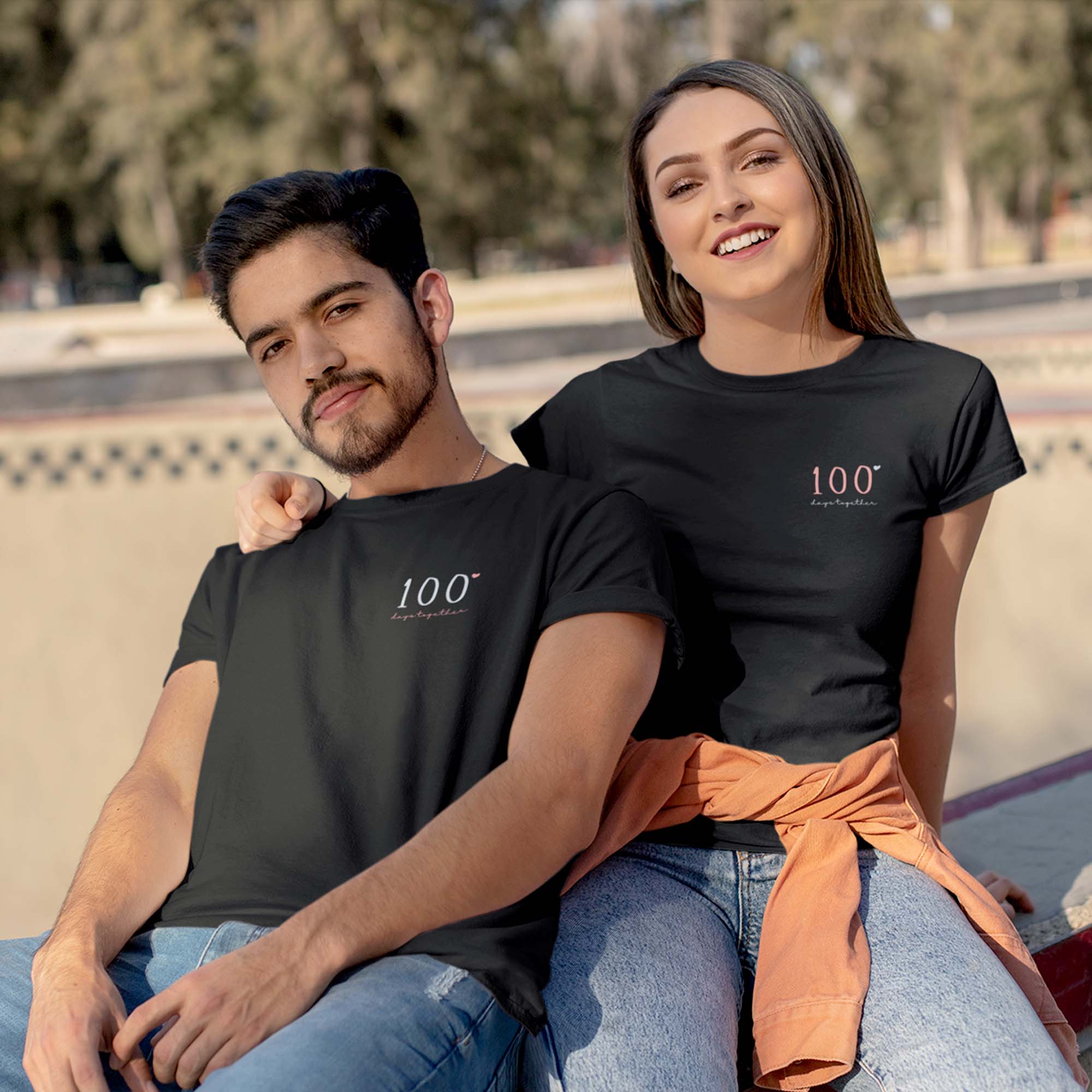 100 Days Together Couples T-Shirt Set