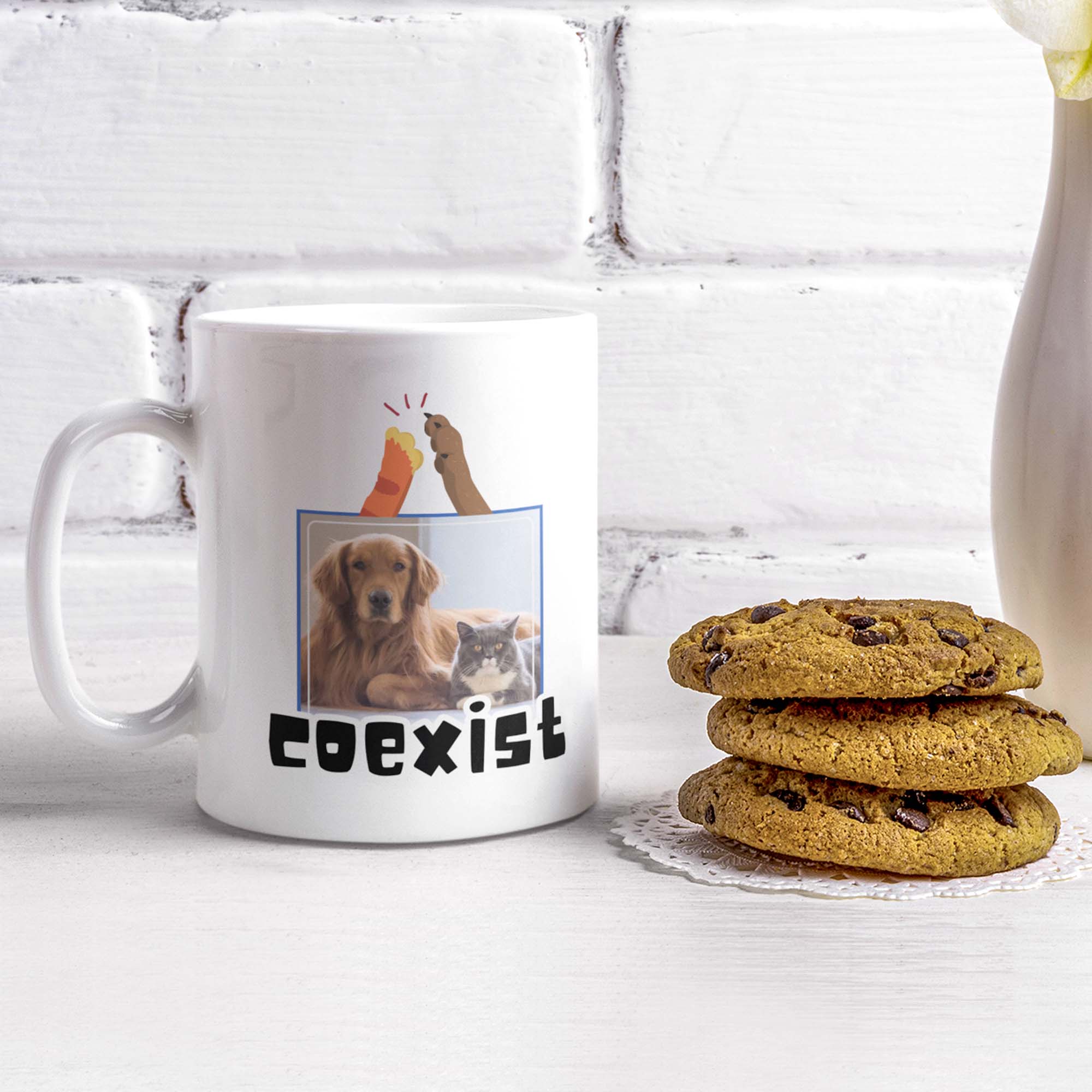 Coexist Cat and Dog Pet Lovers Personalized Mugs