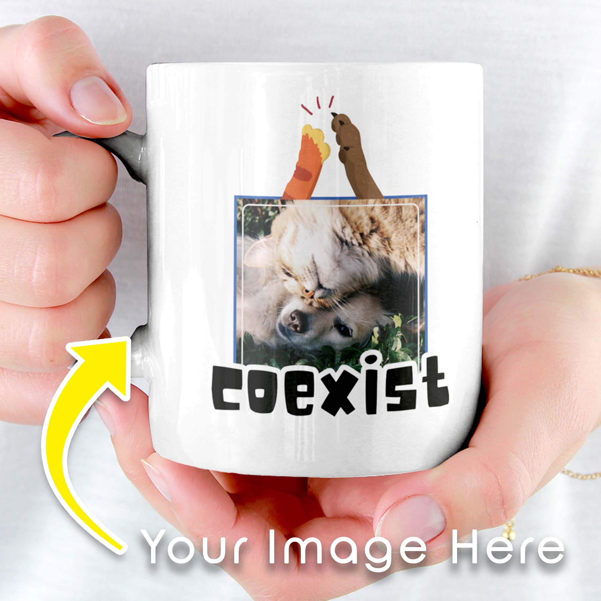 Coexist Cat and Dog Pet Lovers Personalized Mugs