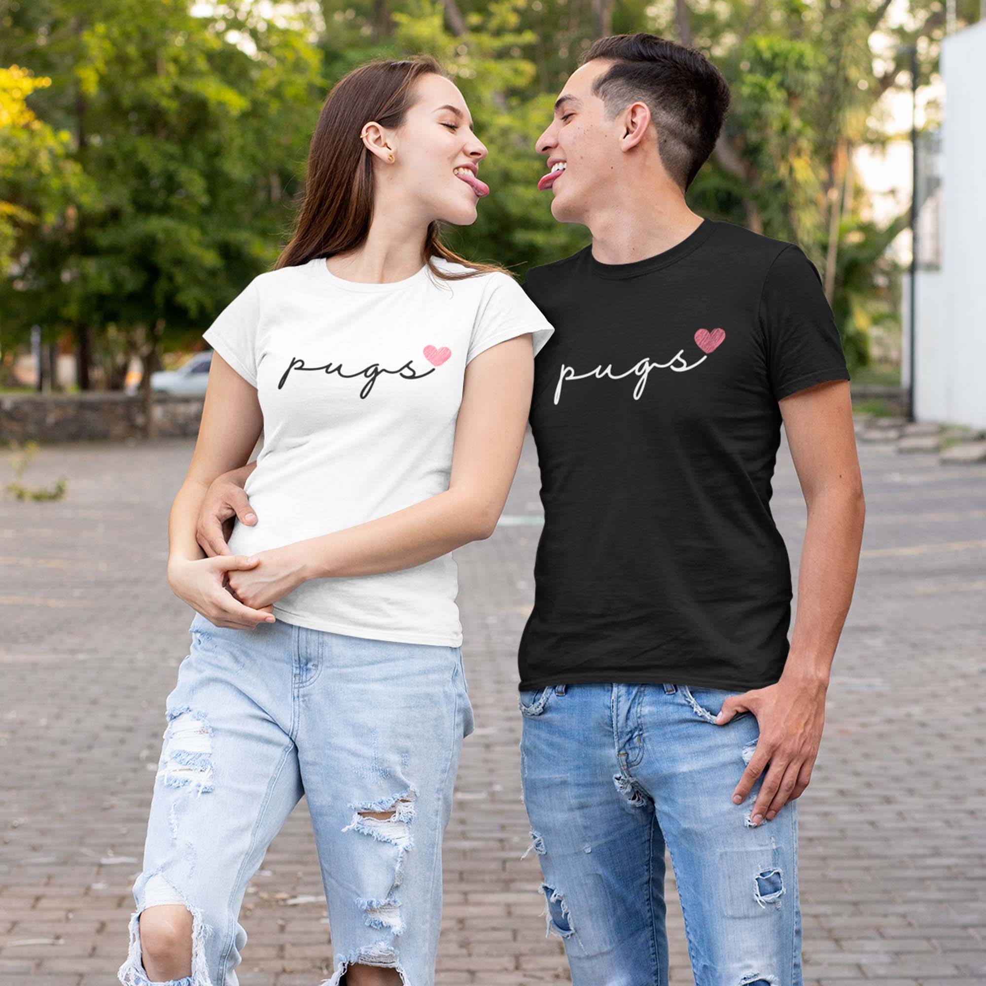 Pugs Love Cursive T-Shirt Set