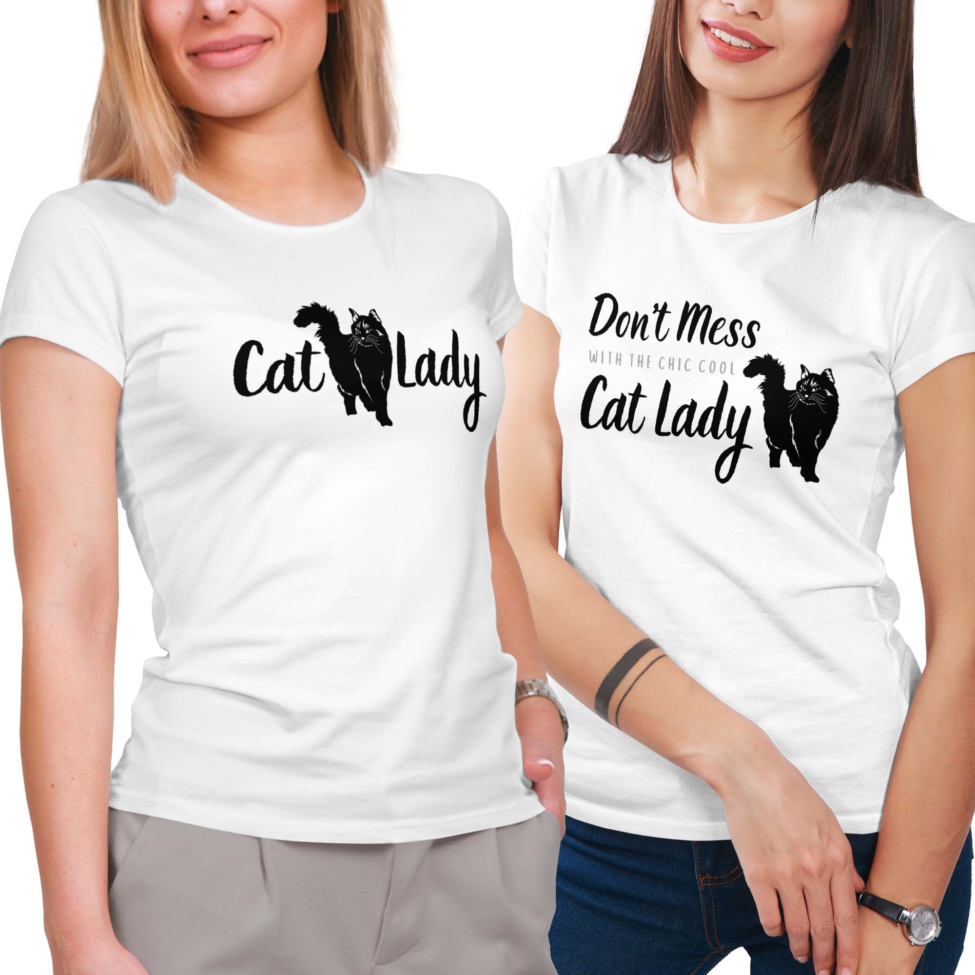 Don't Mess With the Chic Cool Cat Lady T-Shirt Set