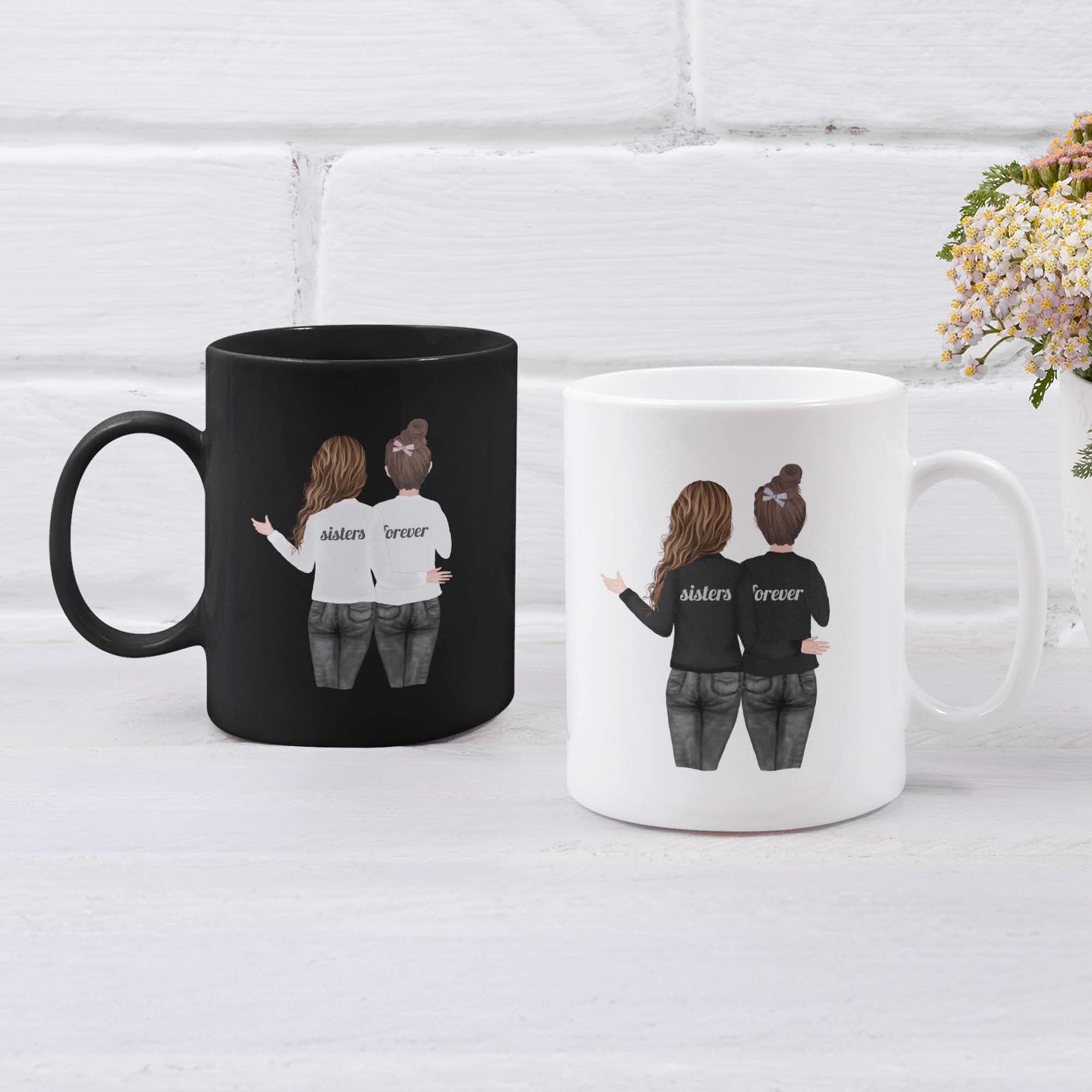 Sisters Forever Watercolor Mug Set