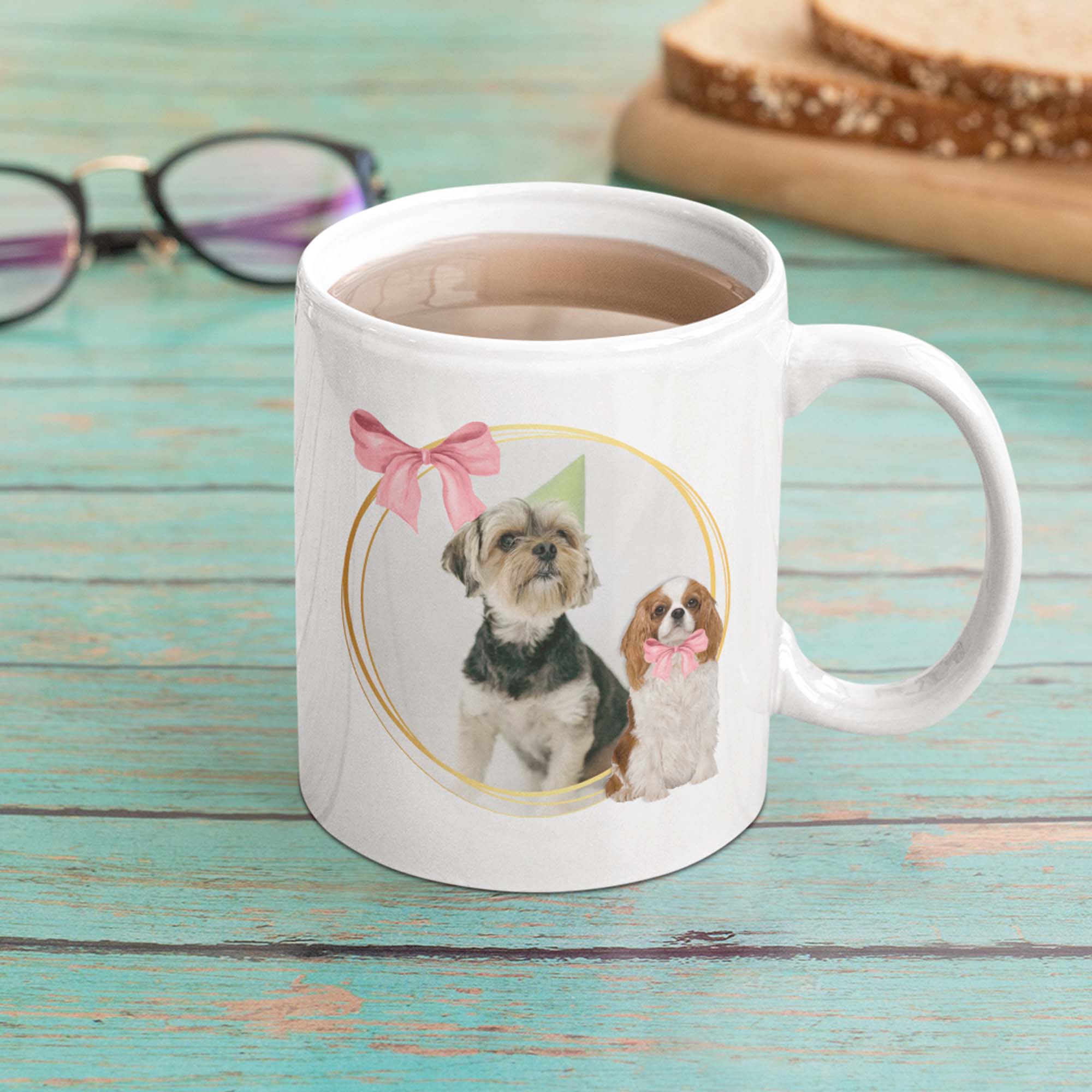 Pink Bow On My Puppy Personalized Mug