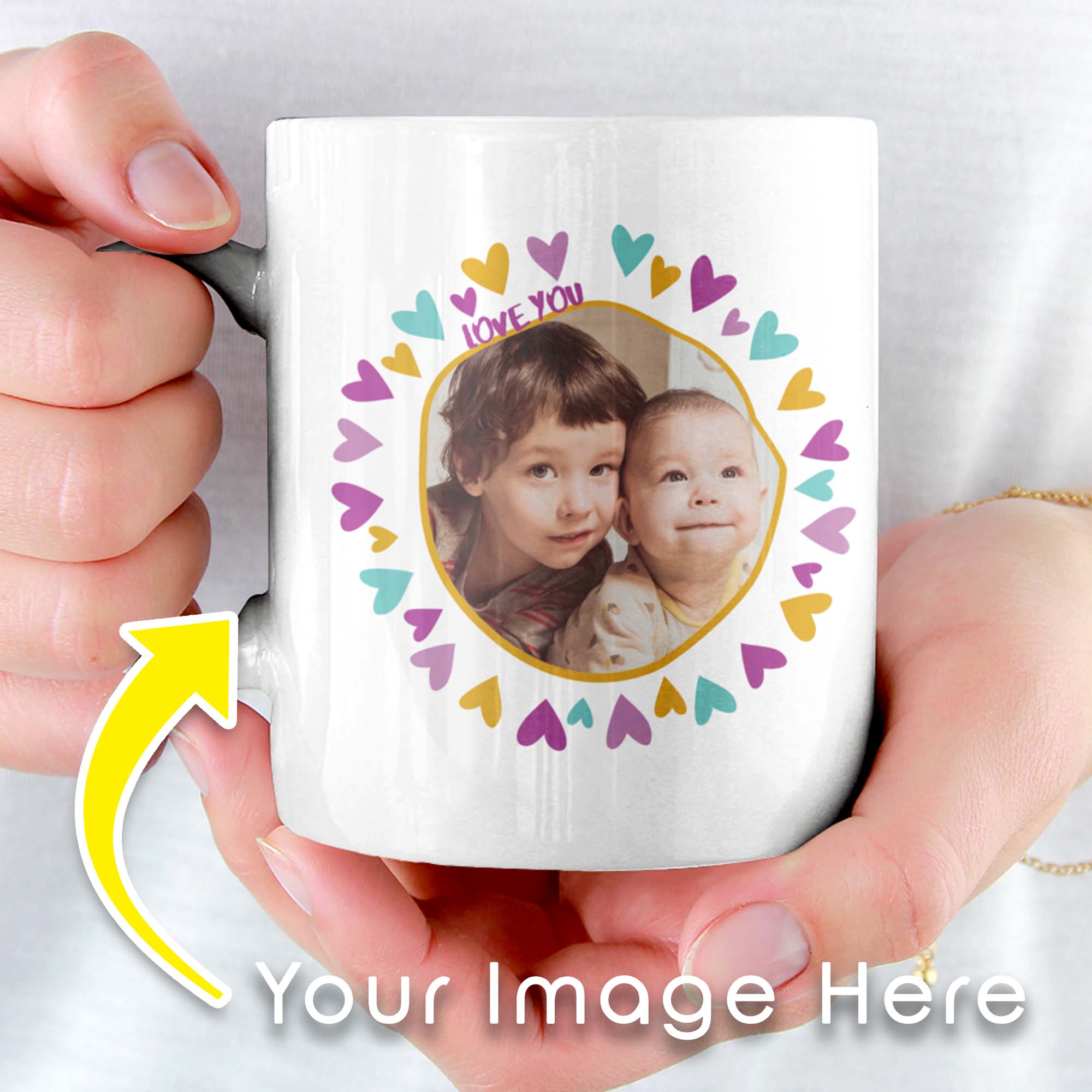 Love You Heart Circle Personalized Mug