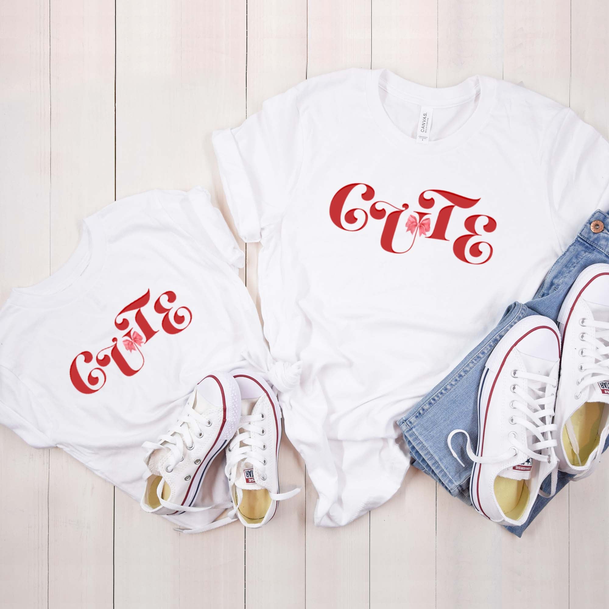 Cute with Ribbon Mom & Me T-Shirt Set