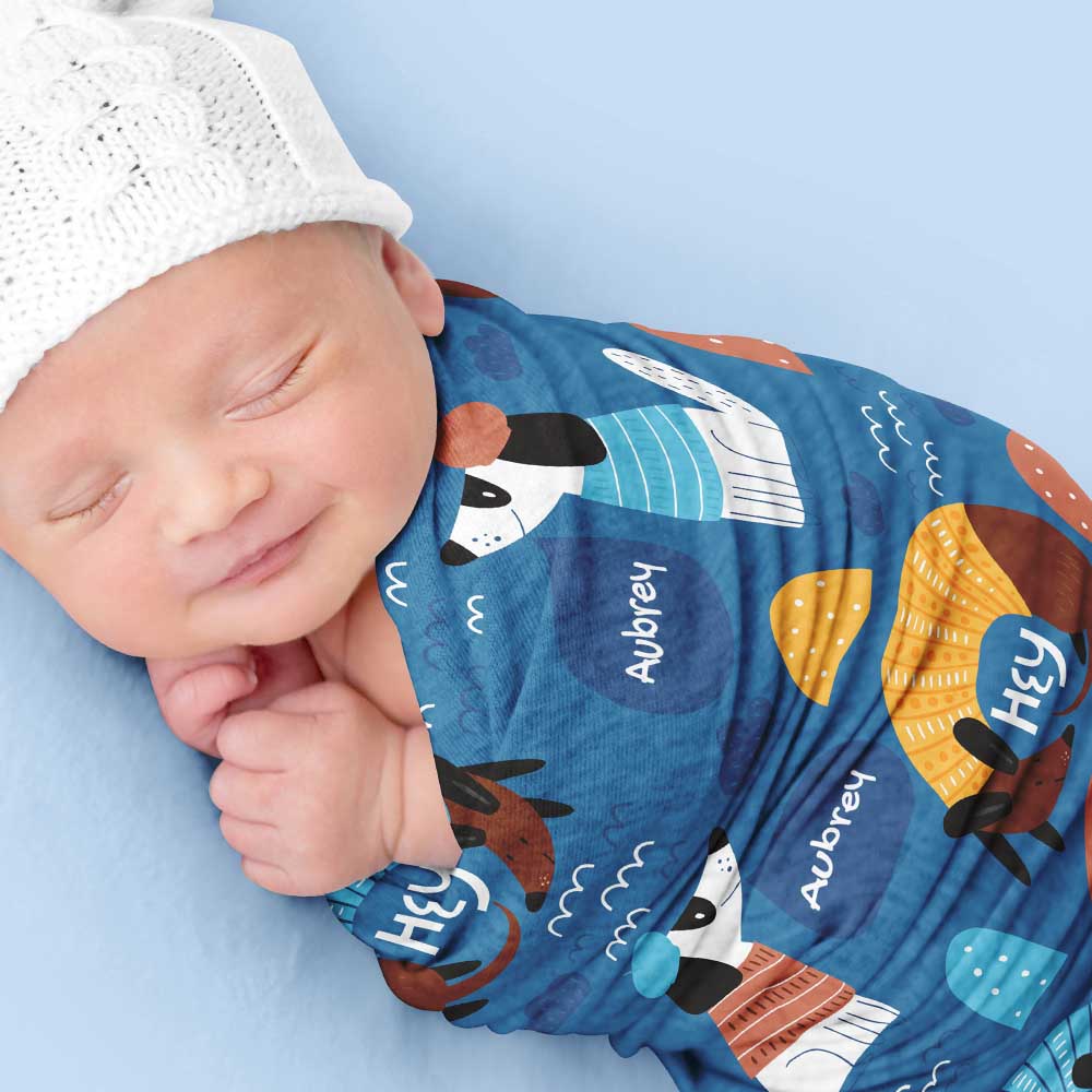 Bonjour Puppies Personalized Baby Swaddle Blanket