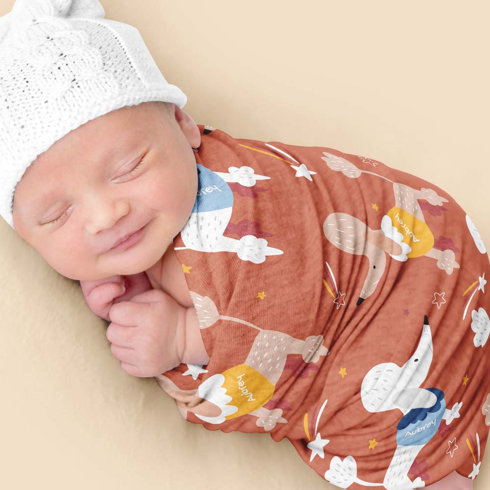 Poodles and Stars Personalized Baby Swaddle Blanket