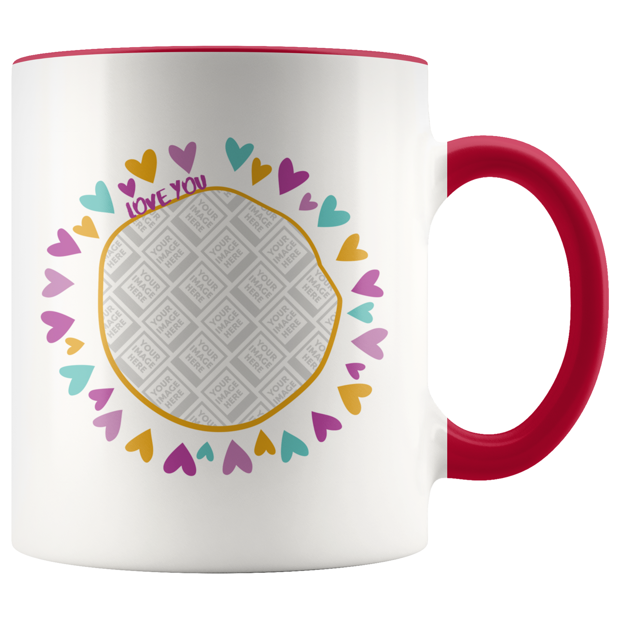 Love You Heart Circle Personalized Mug