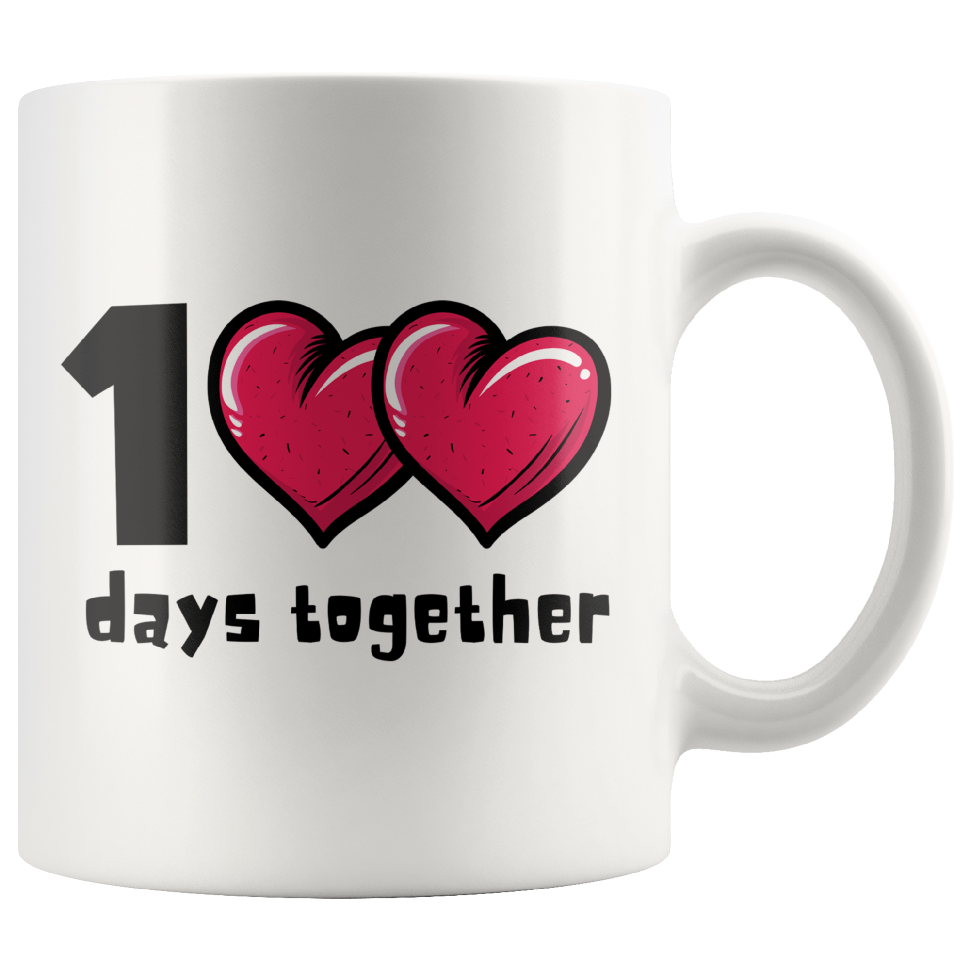 1<3<3 Days Together Cute Bubble Heart Mug Set