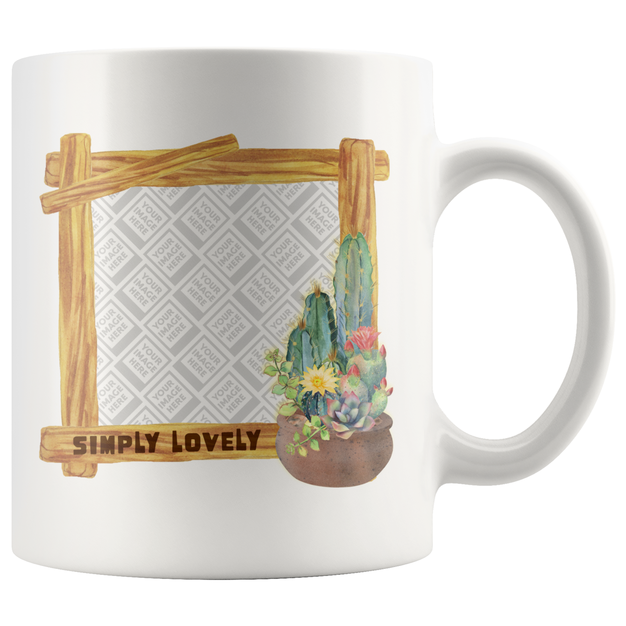 Simply Lovely Cactus Watercolor Personalized Mug