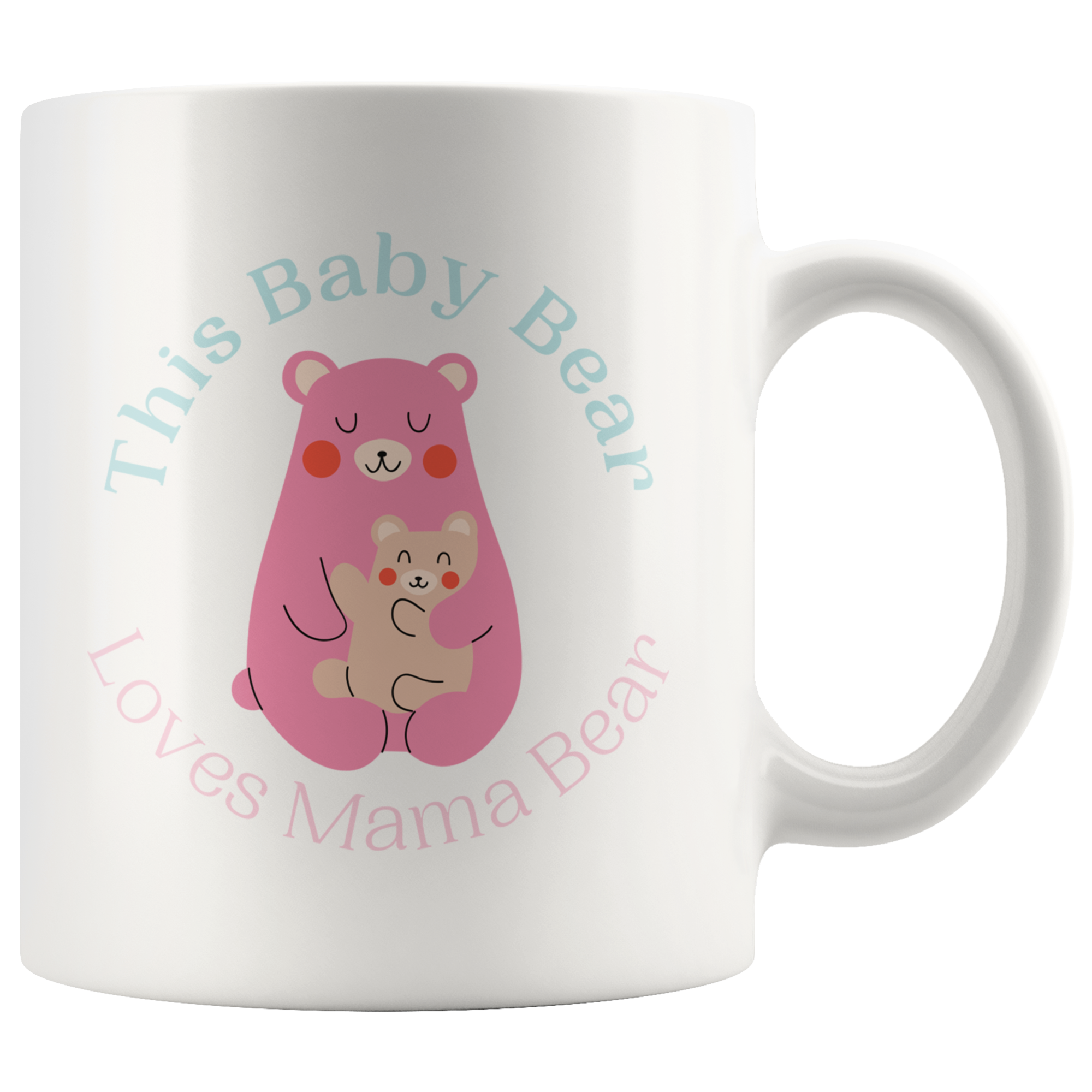 Cuddly Pastel Mommy and Baby Bear Mug Set