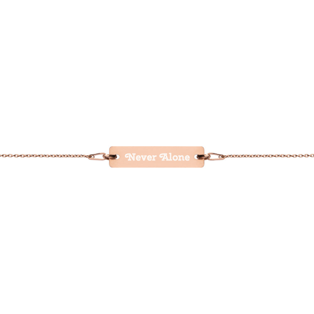 Never Alone Engraved Silver Bar Chain Bracelet