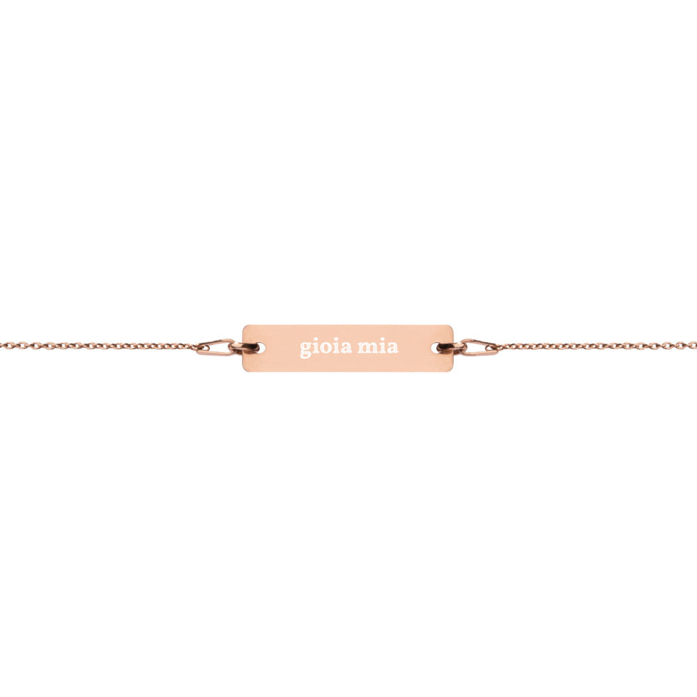 Gioia Mia Engraved Silver Bar Chain Bracelet