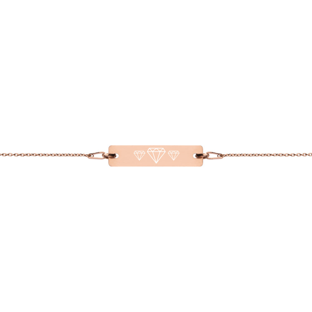 Shine Like a Diamond Engraved Silver Bar Chain Bracelet