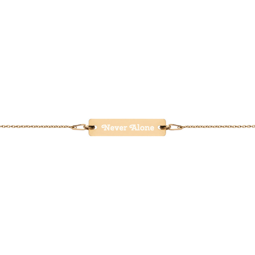 Never Alone Engraved Silver Bar Chain Bracelet