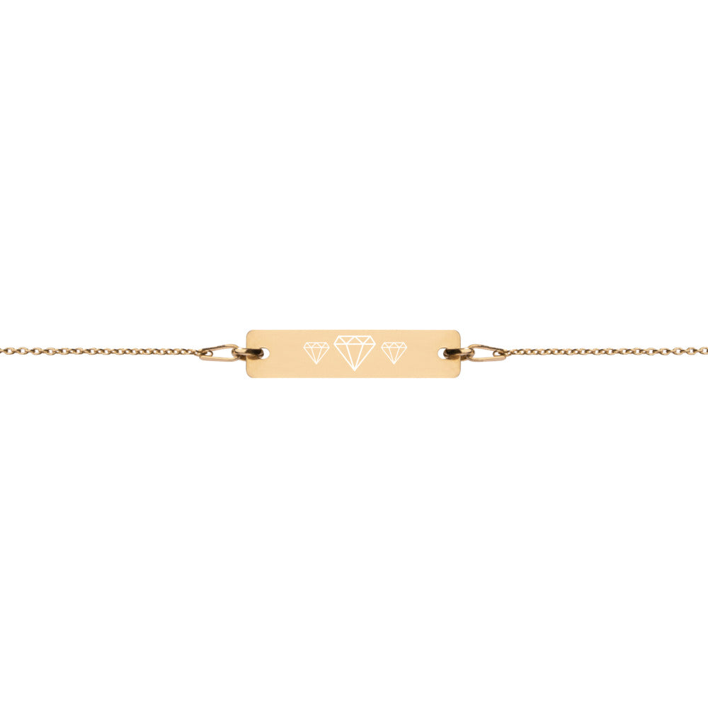 Shine Like a Diamond Engraved Silver Bar Chain Bracelet