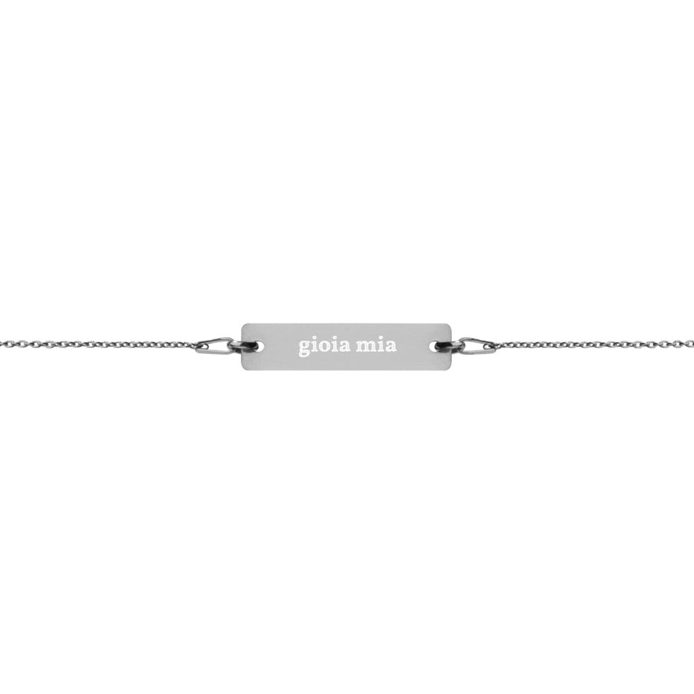 Gioia Mia Engraved Silver Bar Chain Bracelet