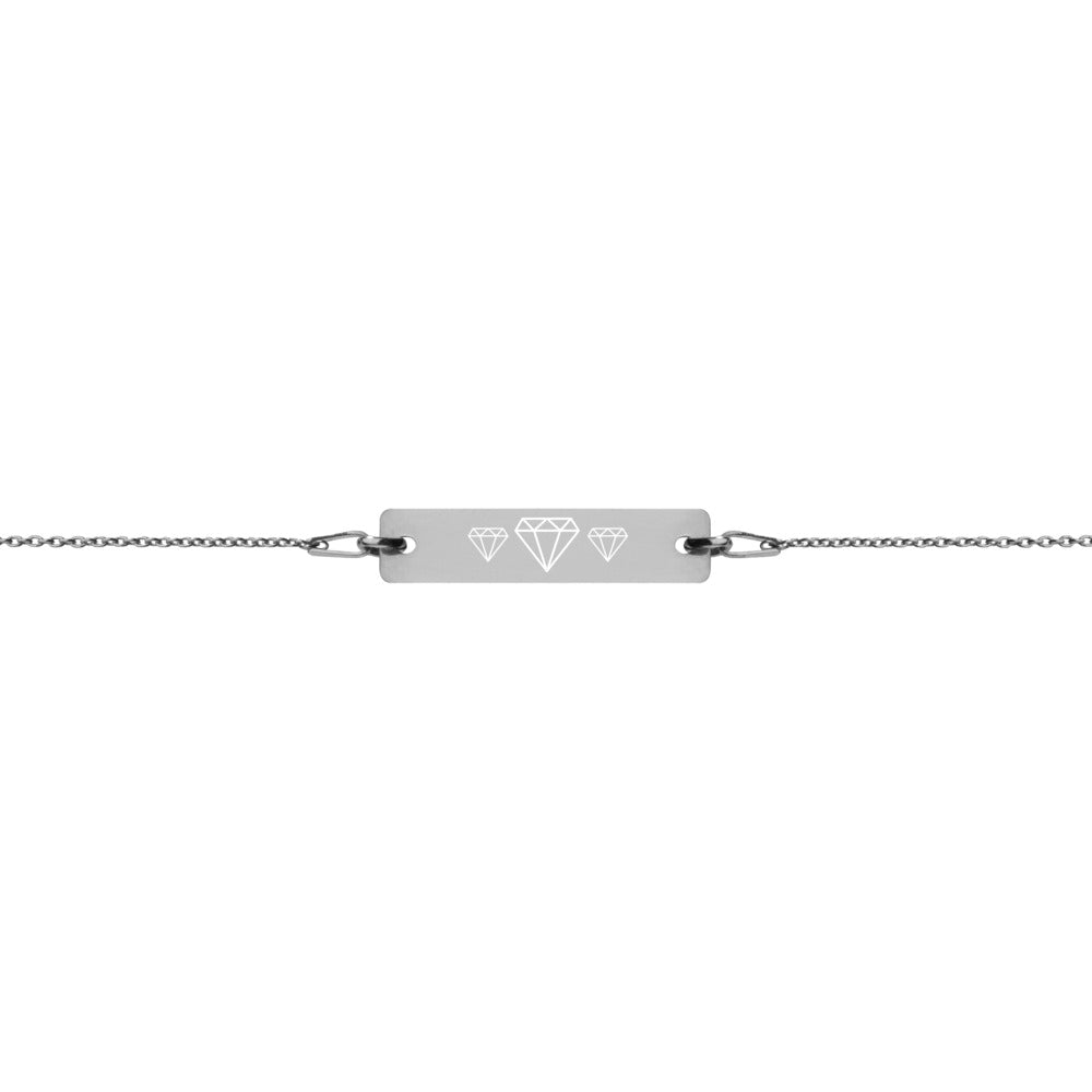 Shine Like a Diamond Engraved Silver Bar Chain Bracelet