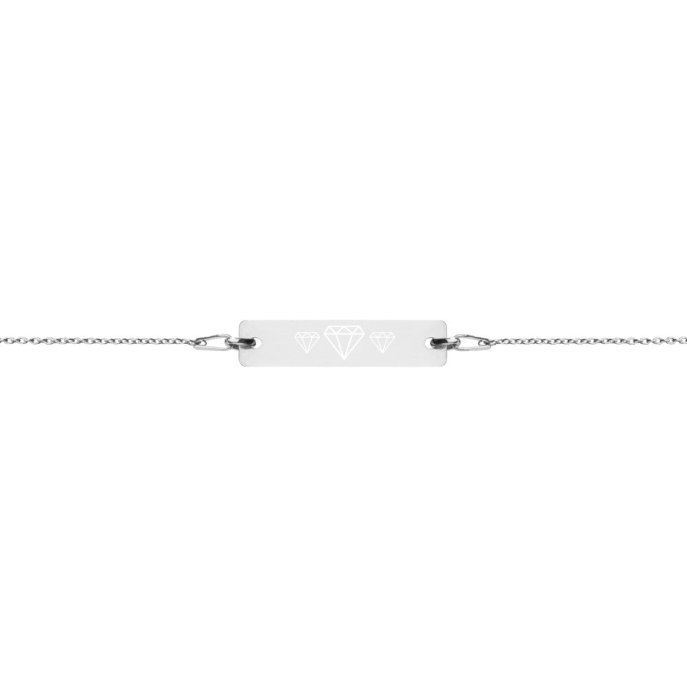 Shine Like a Diamond Engraved Silver Bar Chain Bracelet