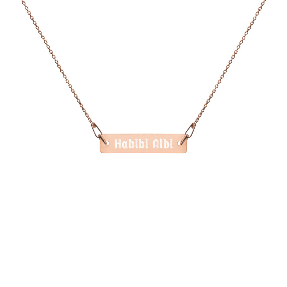 Habibi Albi Engraved Silver Bar Chain Necklace