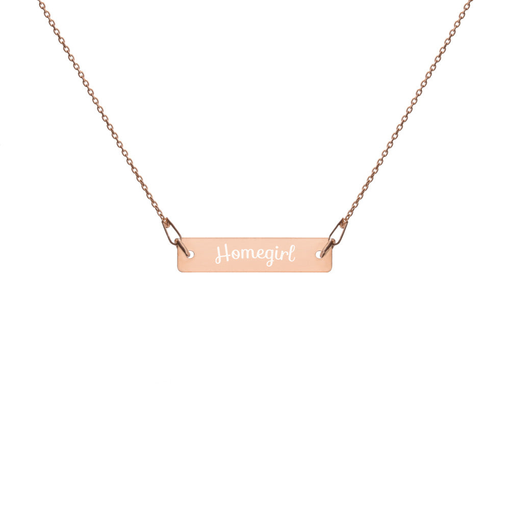 Homegirl Engraved Silver Bar Chain Necklace