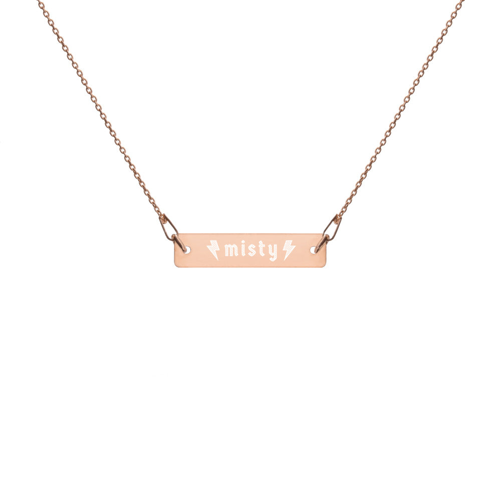 Misty Engraved Silver Bar Chain Necklace