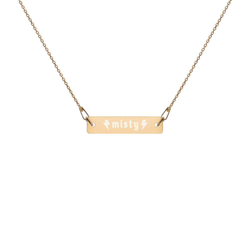 Misty Engraved Silver Bar Chain Necklace