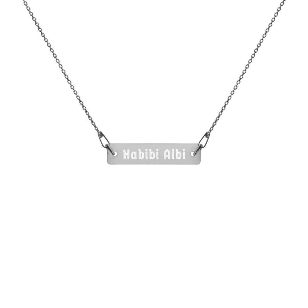 Habibi Albi Engraved Silver Bar Chain Necklace