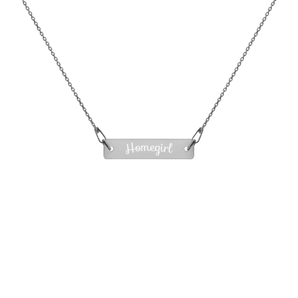Homegirl Engraved Silver Bar Chain Necklace