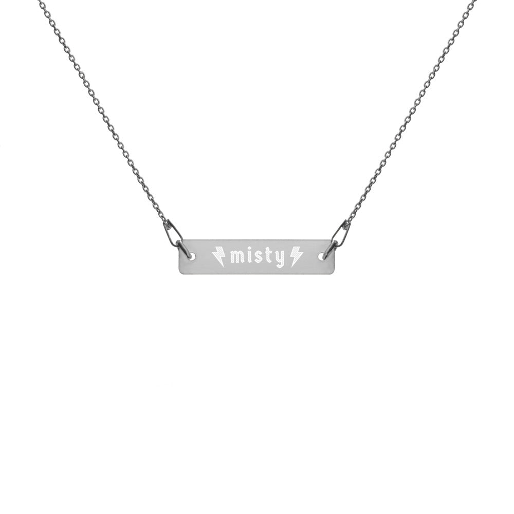 Misty Engraved Silver Bar Chain Necklace