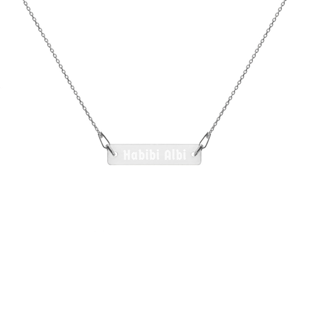 Habibi Albi Engraved Silver Bar Chain Necklace