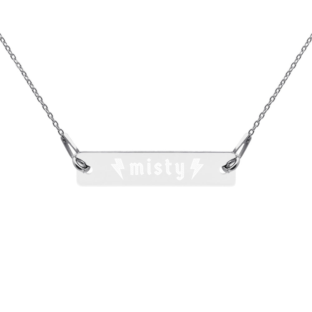 Misty Engraved Silver Bar Chain Necklace