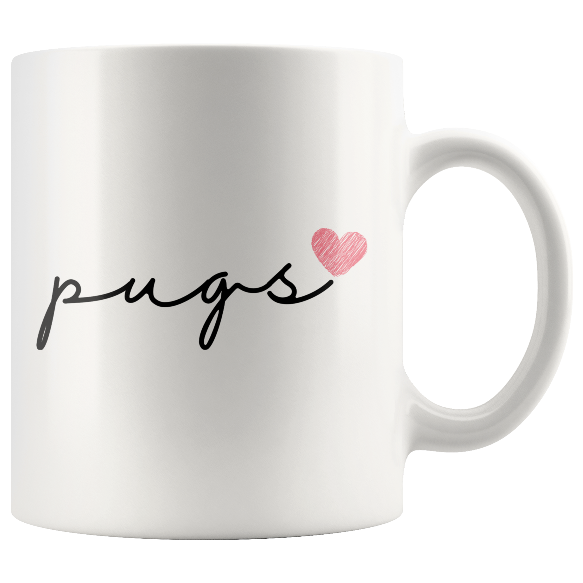 Pugs Love Cursive Mug Set