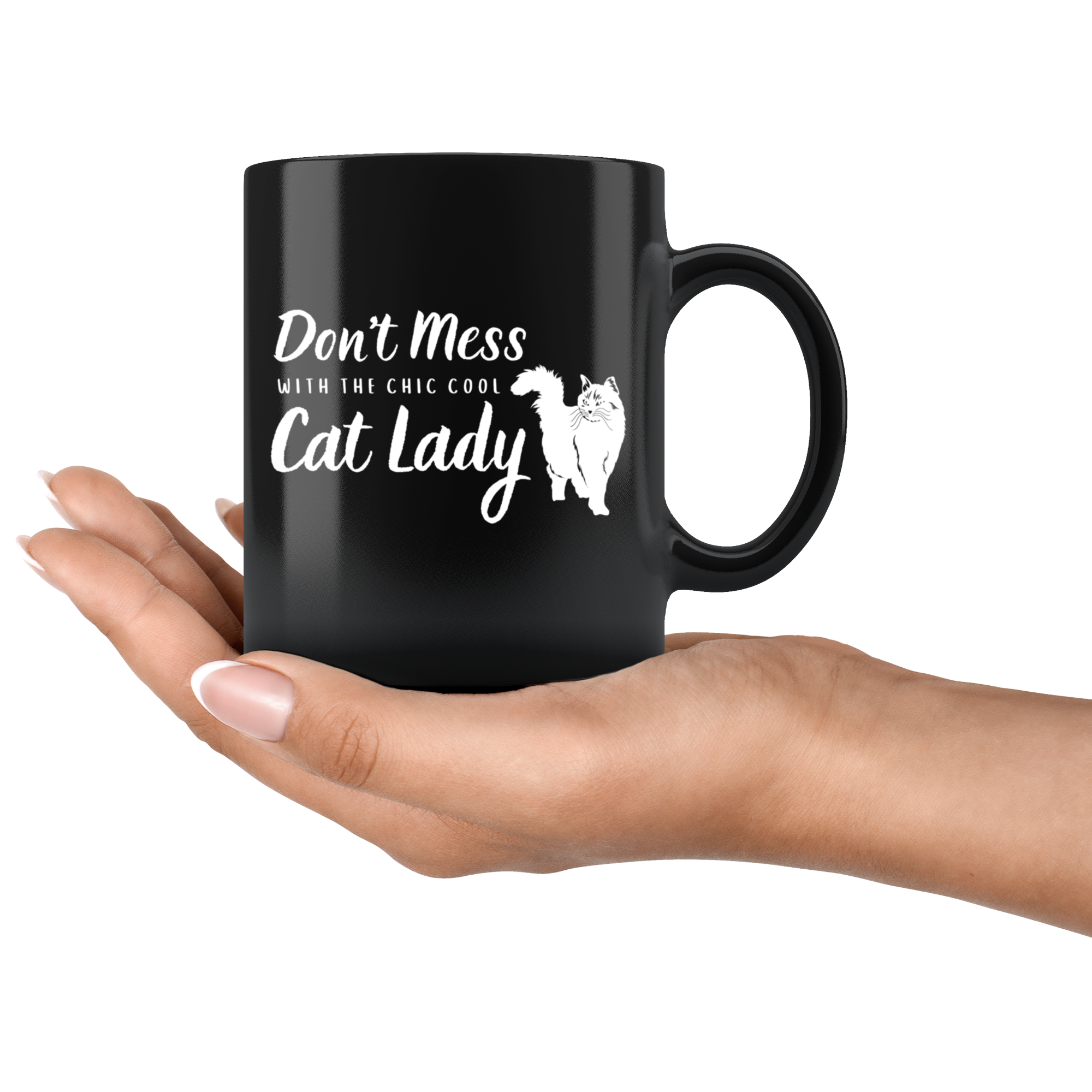 Don't Mess With the Chic Cool Cat Lady Mug Set