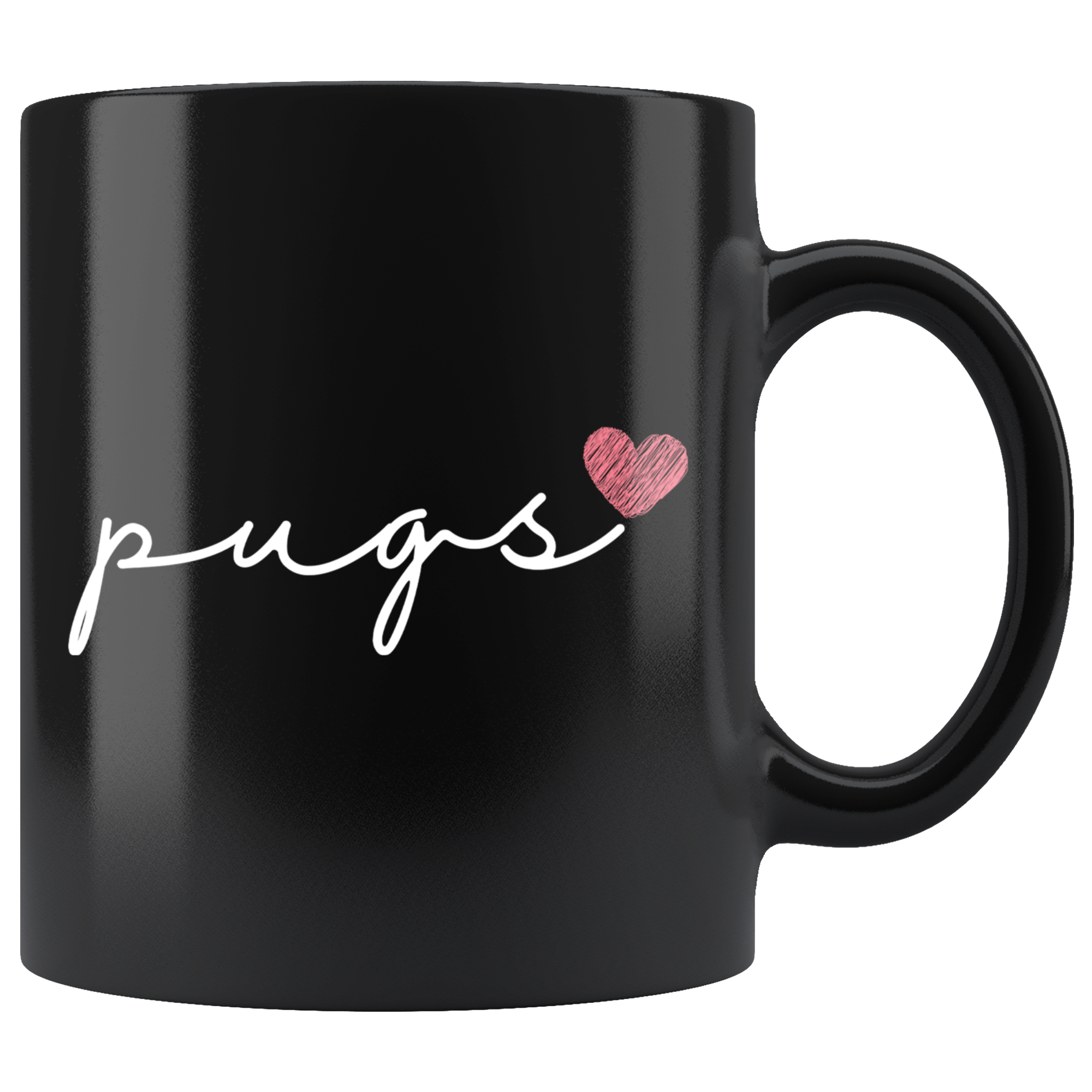 Pugs Love Cursive Mug Set