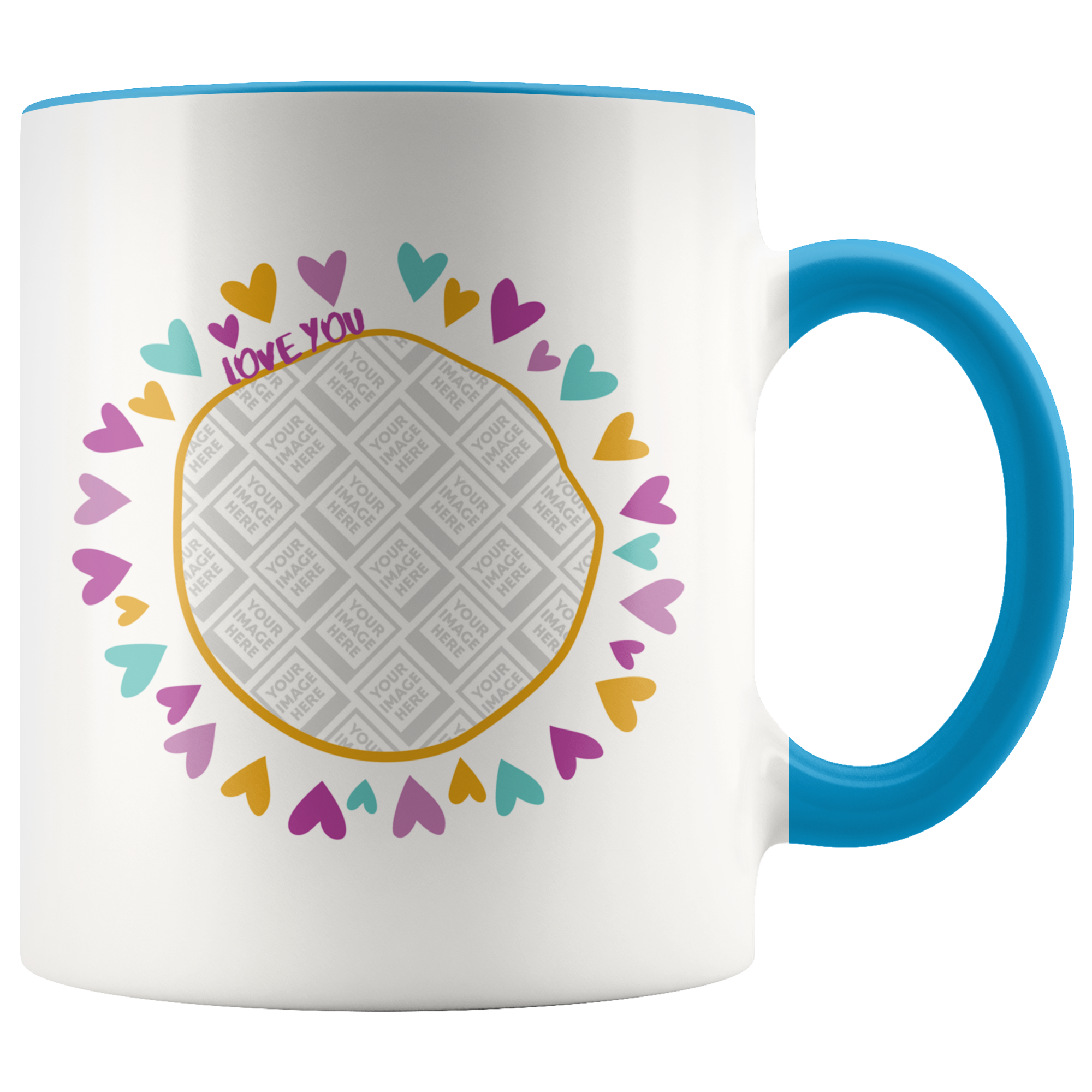Love You Heart Circle Personalized Mug