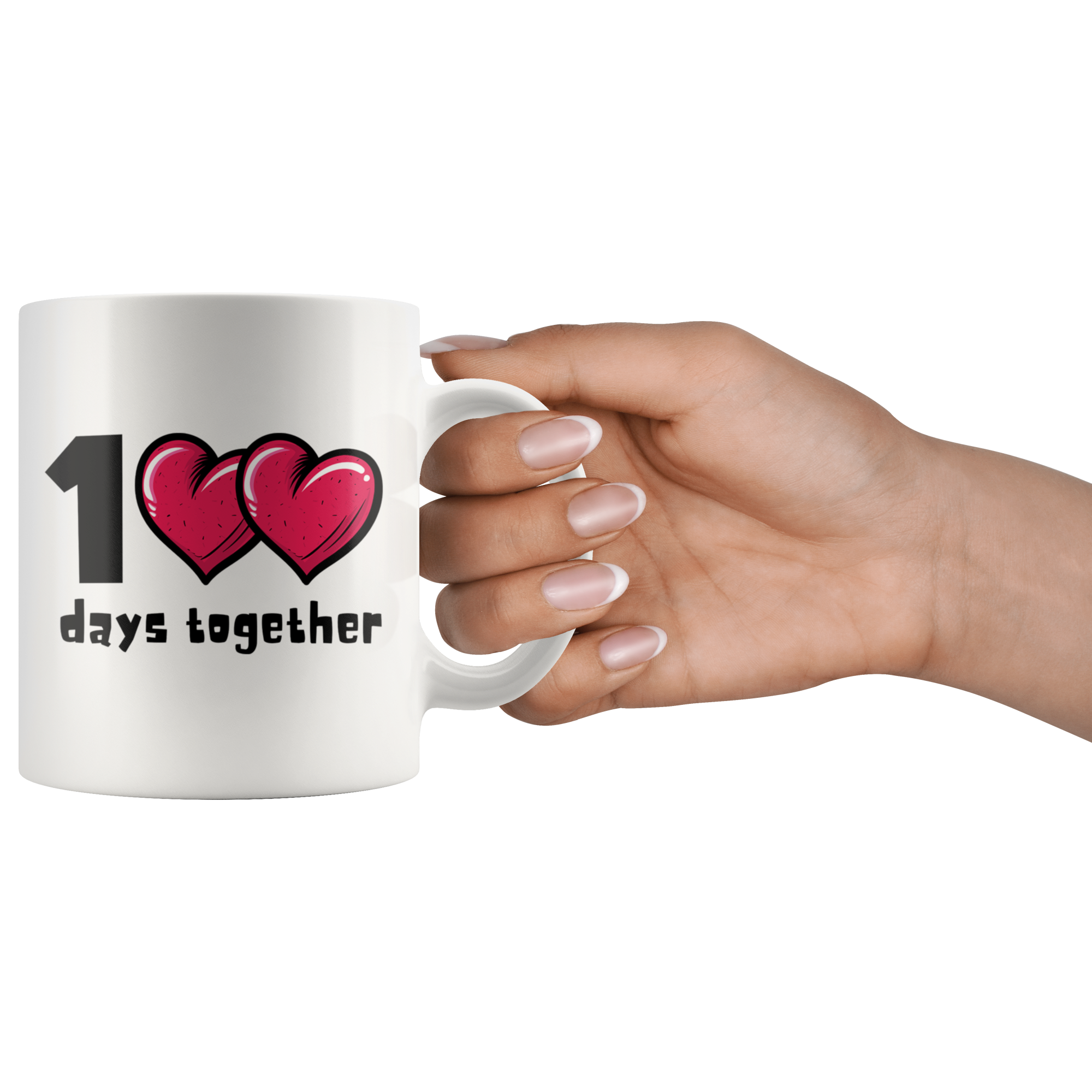 1<3<3 Days Together Cute Bubble Heart Mug Set