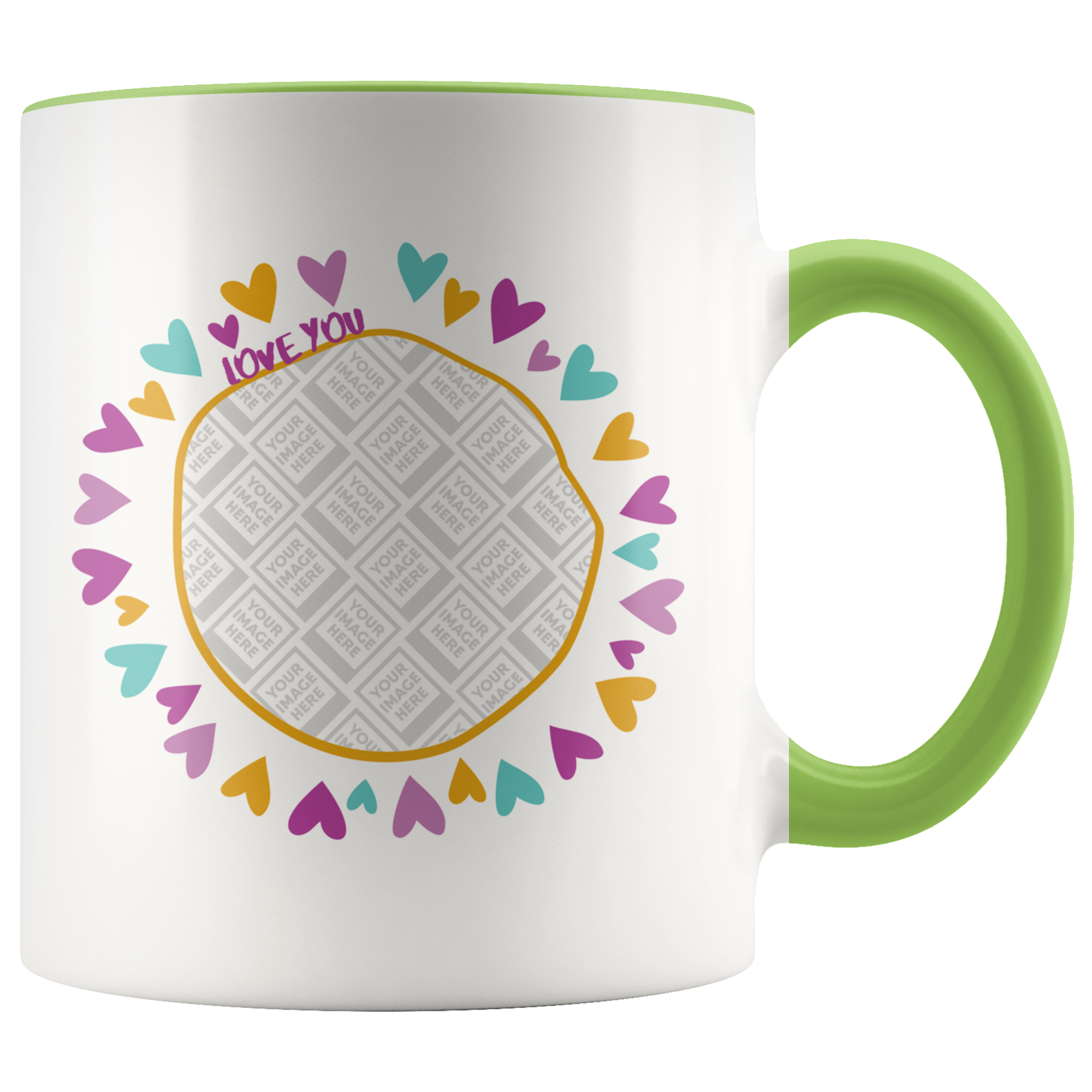 Love You Heart Circle Personalized Mug