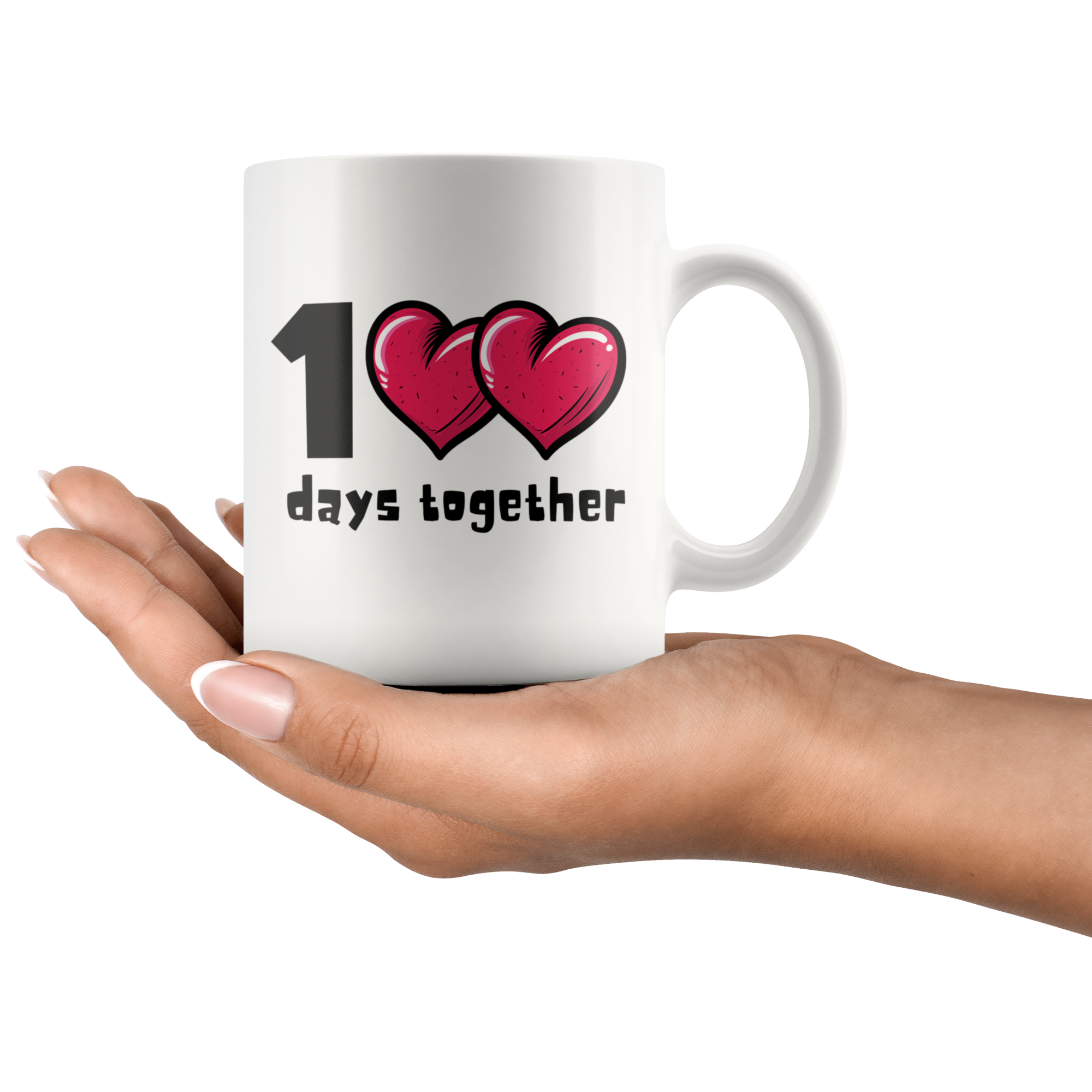 1<3<3 Days Together Cute Bubble Heart Mug Set
