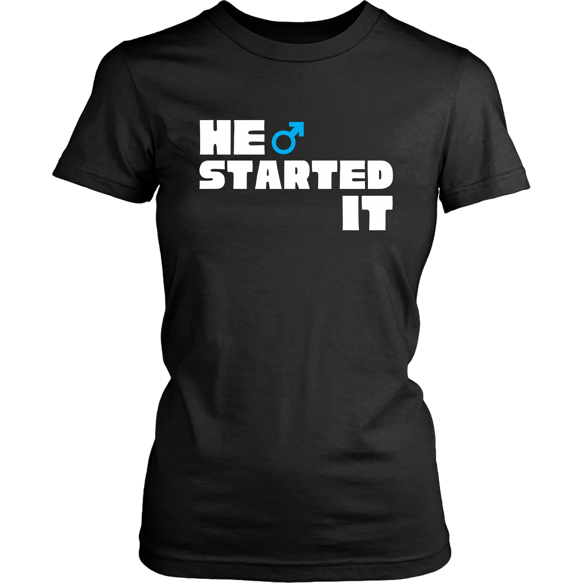 He / She Started It Funny Couple Fight T-Shirt Set Combo