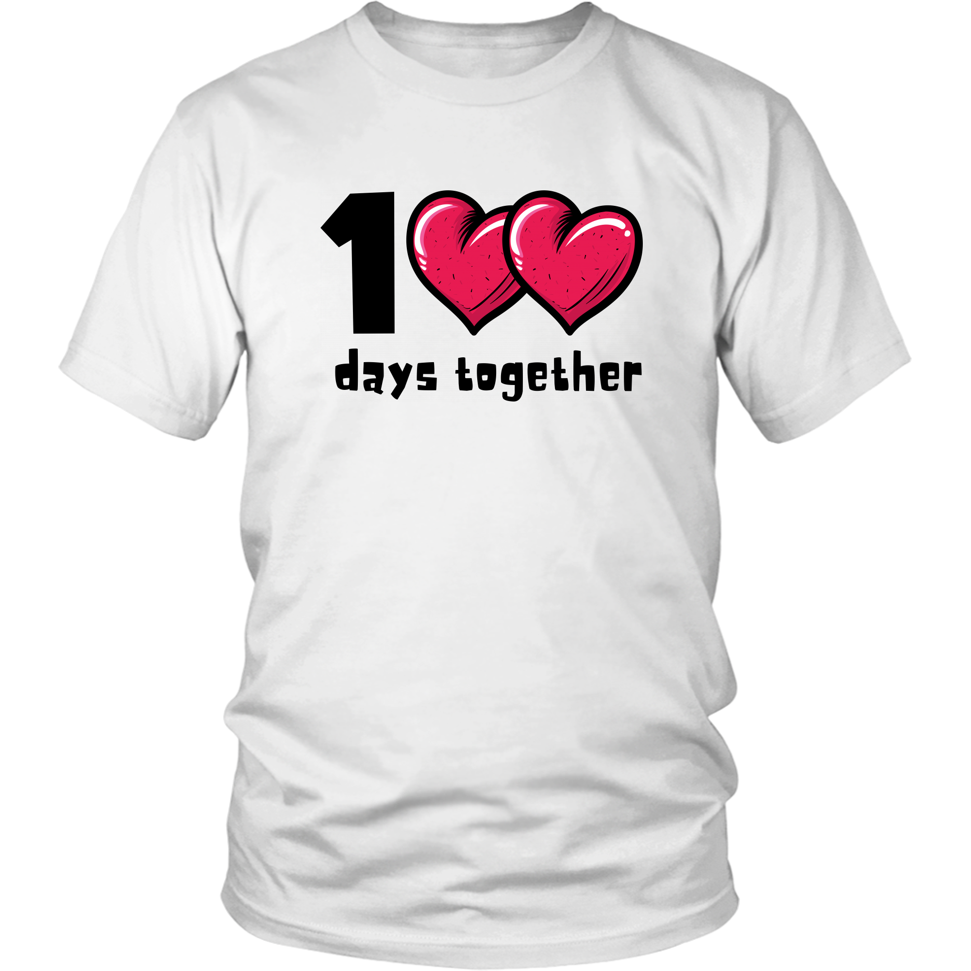 1<3<3 Days Together Cute Bubble Heart Couple T-Shirt Set