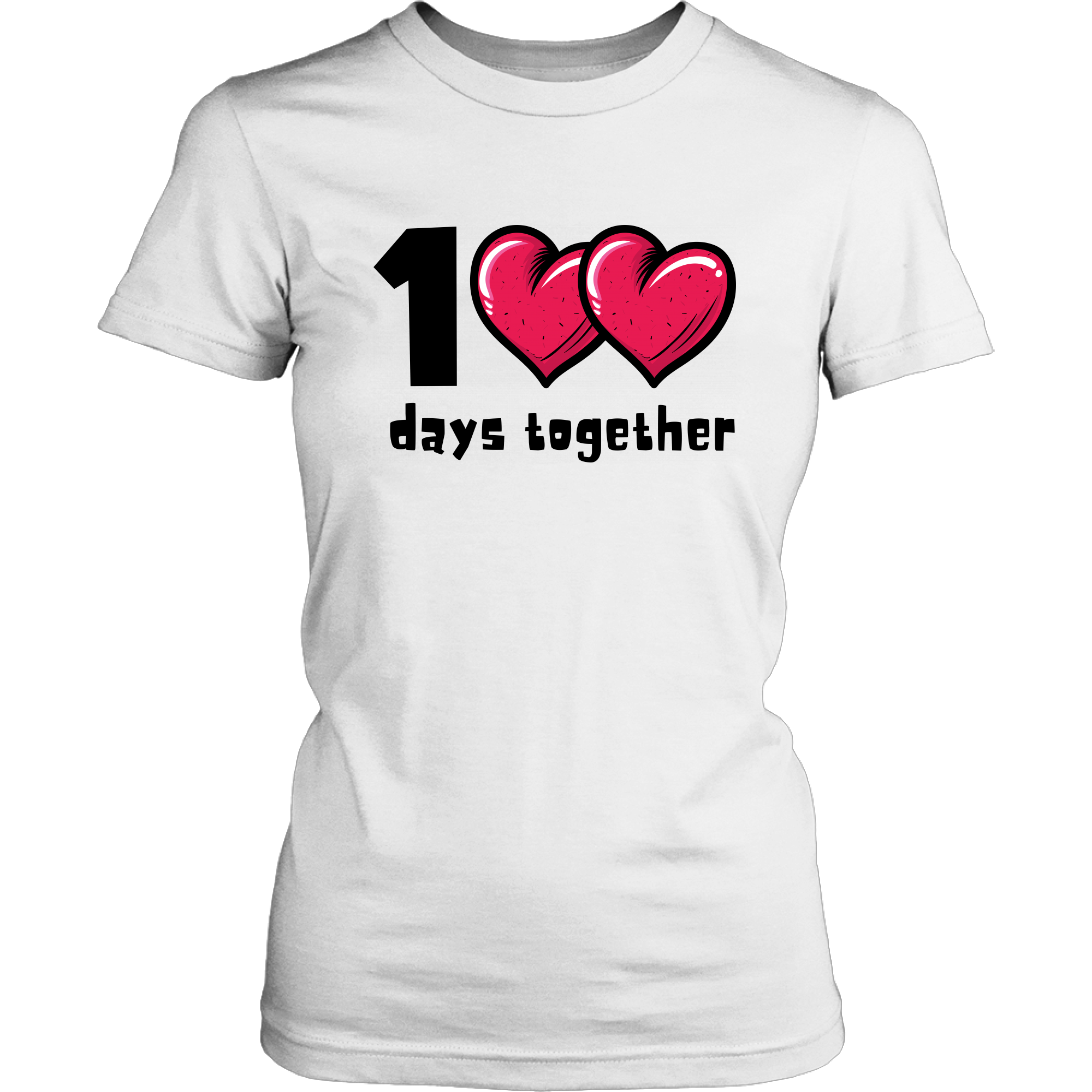 1<3<3 Days Together Cute Bubble Heart Couple T-Shirt Set